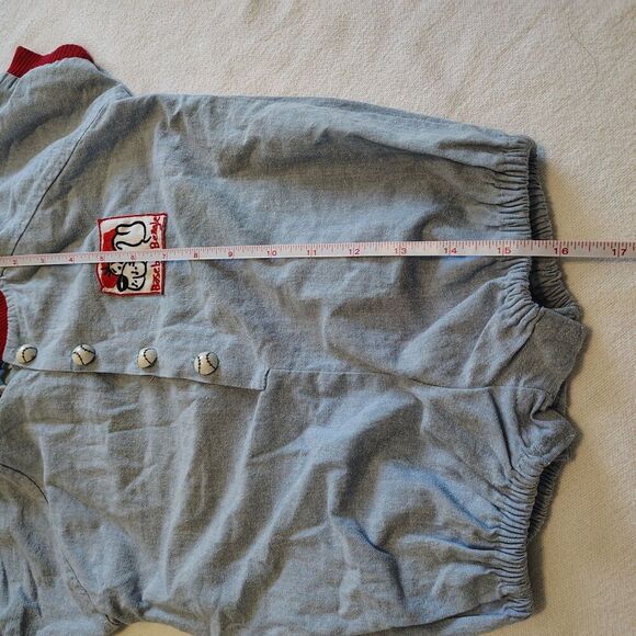 Vtg Team Pals 12 Months Boys Blue Baseball Chambray Red Romper Outfit 90s Y2K - Picture 6 of 7